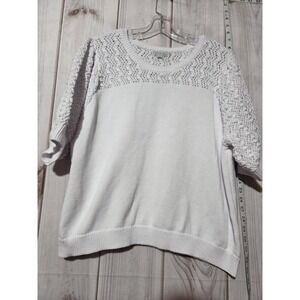 Ophelia Roe Sweater Womens 2X Knit Lace Pullover Short Sleeve Plus Size Top